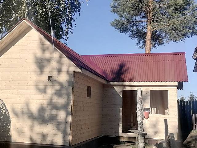 Монтаж цоколя, обшивка бани, установка вентиляции и водостока бани в деревне Анхимово